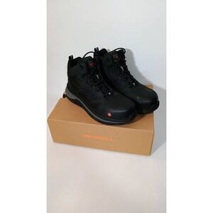 Merrell‎ Mens Work Boots Black Leather Steel Toe EH SR Size 10.5M